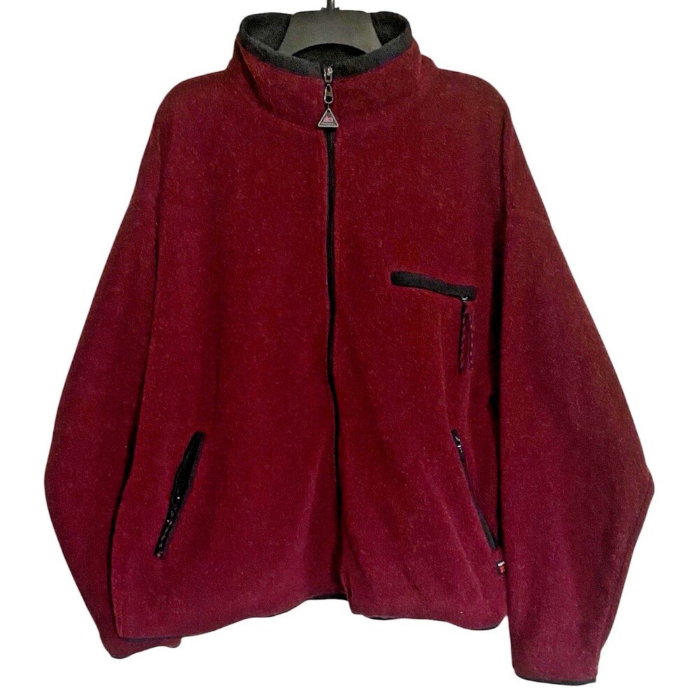 Vintage Outersport Fleece Jacket Mens Large Burgundy Full Zip Gorpcore 90s Retro